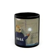 Funny FAFO Trump Elon D.O.G.E. Dogecoin DOGE Black Mug, MAGA Political Humor