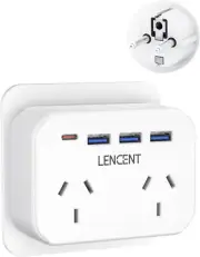 Europe Travel Adapter, Type-E/F Power Plug with 2 Outlets & USB-C Charger, AU/N
