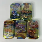 5x POKEMON VIBRANT PALDEA Mini Tins Boosters New & Sealed (FULL ART SET)