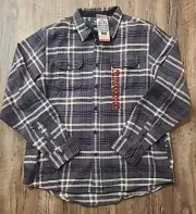 Woolrich Brawny Flannel Shirt Shacket Major Gray Plaid Mens Size XL Pockets New