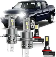 HUOKEDS for Honda Ridgeline 2006-2014 Fog Lights Bulbs Combo, 4pcs Super Bright White Dual Beam and Fog Lights Blubs Package, 1:1 Size as Stock Bulbs, Plug and Play