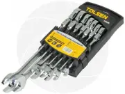 7pcs Chromed Gear Spanner Flexible Head Combination Ratchet Action Wrench Set