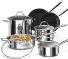 Stainless Steel Pots and Pans Set 10 Piece, Kitchen Cookware Set with Nonstick F