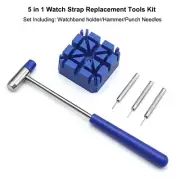 Watch Repair Band Link Remover Tool Kit Hammer Punch Pins bracelet Strap Holder