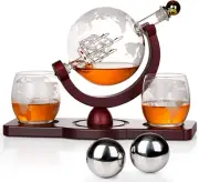 Gifts for Men Dad Fathers Day, Whiskey Decanter Globe Set with 2 Ball Stones & 2