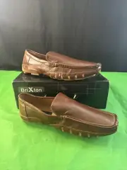 Men's BriXton Moccasin Comfort Slip On Loafers Size 11 Edward2 11 Leather Brown