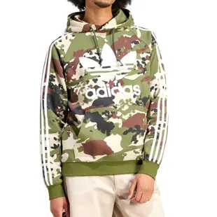 Adidas Camo Hoodie 男款 綠色 三葉草 迷彩上衣 帽T 運動 休閒 長袖 IS0209