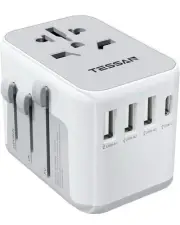 TESSAN Universal Power Adapter, International Plug Adapter with 4 USB Outlets