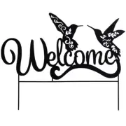Silhouette Welcome Hummingbird Garden Stake With A Nature-Inspired Design