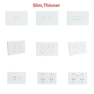 Up to 10pcs Slim 10A Amp 240V Double Power Point Electric Wall Socket GPO switch