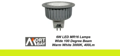 Mort Bay GU5.3 6W LED Wide Beam Downlight Globe Bulb 12V MR16 Warm White