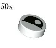 50x LEGO 1 x 1 Round Tile Partially Closed Eye - White