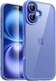 JETech Case for iPhone 16 Plus 6.7-Inch, Shockproof Phone Bumper Cover, Solid Color Matte TPU Frame, Anti-Scratch Clear Back (Ultramarine)