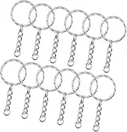 [Holibanna] 50 Pcs Key Ring Bulk Circle Key Ring Keychain with Jump Ring Keychain with Connecter Keyrings Flat Key Ring with Chain Round Flat Key Rings Split Key Ring Metal Keychain