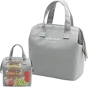 Insulated Lunch Bag, Simple Bento Cooler Bag Lunch Tote Bag, Lunch Box for Women Men Adult Picnic Working Hiking Beach (Grey)