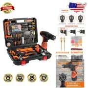 Complete Power Tools Kit with Variable Speed Cordless Drill - Steel & Plastic