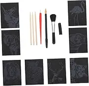 NAMOARLY 1 Set Animals Themed Scratch Paper Art of Creative Scratch Off Cards with DIY Tools for Fun Painting and Activities