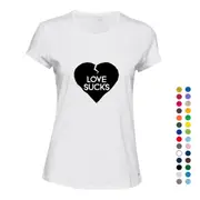 Love Sucks Broken Heart Lover Funny Joke Novelty Ladies Women T Shirt Tee Top
