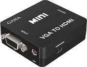 VGA to HDMI, GANA 1080P Full HD Mini VGA to HDMI Audio Video Converter Adapter Box with USB Cable and 3.5mm Audio Port Cable Support HDTV for PC Laptop Display Computer Mac Projector (Black)