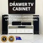 Amara 3-Drawer TV Cabinet Entertainment Unit Stand Drawers Storage Walnut White