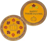Happy Thanksgiving Collectible Christian Challenge Coin, Give Thanks Unto The Lord, Pass Along Token for Family and Friends, Antique Gold Plated 1 Chronicles 16:34 Gift
