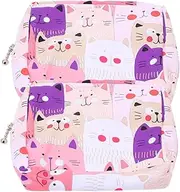 GOOHOCHY 2Pcs Portable Menstrual Pad Bags Stylish Travel Sanitary Napkin Pouches for Coins Cards Essentials Durable Multi Purpose Storage for Cat Design