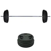 98kg Rubber Coated Ez Grip Cast Iron Weight Plate + 180cm Barbell Bar Weight Set