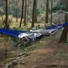 (Blue)Outdoor Hammock 250 Lbs Load Capacity Portable Hanging Swing Chair XX
