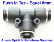 Brand New Two Way T Splitter Push in type 8mm o.d Hose Home Brew Beer Kegging