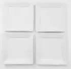 NEW Roscher Hobnail Square Salad Plates White Bone China Round 8" SET 4