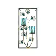 HOME LIGHTING DECOR PEACOCK TWO CANDLE WALL SCONCE