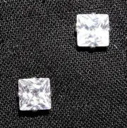 EARRINGS Cubic Zirconia Sterling Silver Stud 7mm CZ SQUARES