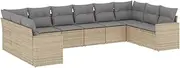 vidaxl Garden Sofa Set with Cushions - Beige Poly Rattan - Outdoor sectional Couch for Patio/Deck/Terrace - with Storage - Modular Design - Removable Washable Covers