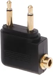 Airline Headphone Adapter, Double 3.5mm Male to 3.5mm Female Airplane Headphone Adapter Gold Plated, Double Portable Headphone Adapter, Aviation Headphone Conversion Plug
