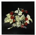 Black Marble Coffee Table Top Grapes Pattern Inlay Work Corner Table for Kitchen