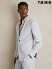 Reiss Soft Blue Kin Slim Fit Single Breasted Linen Blazer (K74349) | $610