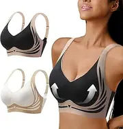 [nnOuOnn] Wireless Push Up Bras for Women, Seamless Sports Bras for Large Breasts, Ladies Non Wired Full Support Pushup Bra, Comfortable Anti-Sagging Everyday Bra for T Shirt