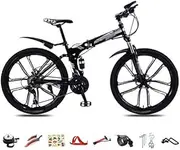 Mountain Bike Outdoor Folding Bike 26-inch Outdoor Folding Bike, 30-Speed Folding Bike, Unisex Lightweight Commuter Bike, Full Suspension Bike, Dual disc Brakes, Stylish Portable Mountain Bike Double