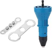 Blue Electric Rivet Gun Adapter, Cordless Drill Adapter Insert Nut Tool Riveter Adaptor Kit with 4pcs Convertible Head and 2pcs Wrench