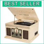 Multi-Format 6-in-1 Turntable: Bluetooth Streaming, CD, Cassette, FM Radio