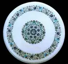 Gemstone Inlay Work Side Table for Office Decor Round Marble Coffee Table Top
