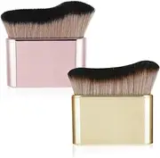 Tavvke 2 Piece Self Tanning Blend Brush, Professional Kabuki Brush for Self Tanner, Foundation, Powder, Blusher, Bronzer, Shadow, Sunscreen Brush for Face and Body (Rose Gold & Gold)