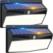 2 Pack 368 LED Solar Lights Outdoor Motion Sensor, Solar Fence Lights with 3 ...