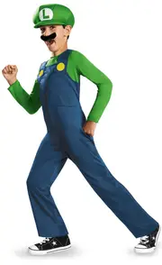 Officially Licensed Super Mario Bros Luigi Boys Costume