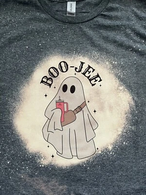 Bleached BOOJEE Ghost T-Shirt, Adult Medium, Gildan Softstyle, New