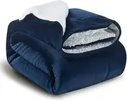 Blanket Throw Blanket All Season Blanket - Navy 480GSM | Sherpa Fleece Queen Size Throw Home Decor | Blankets for Winter Season for Bed and Couch (152x203 cm)