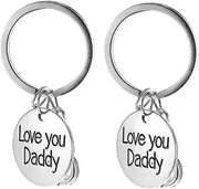 [COLLBATH] 2pcs Fish Hook Key Chains Love You Daddy Father's Day present Stylish Key Pendants Durable and Easy to Carry