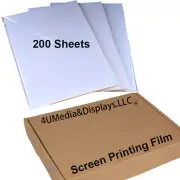 Waterproof Inkjet Transparency Film 200 Sheets for SILK SCREEN PRINTING