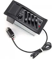 Kisangel 4 Acoustic Guitar Piezo Pickup Preamp Amplifier Tuner Essential Sound Amplification for Acoustic Guitars with Jack Connection Black