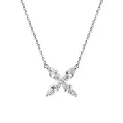Nevenka Fashion Petal Fairy Zircon Pendant Necklace-Silver